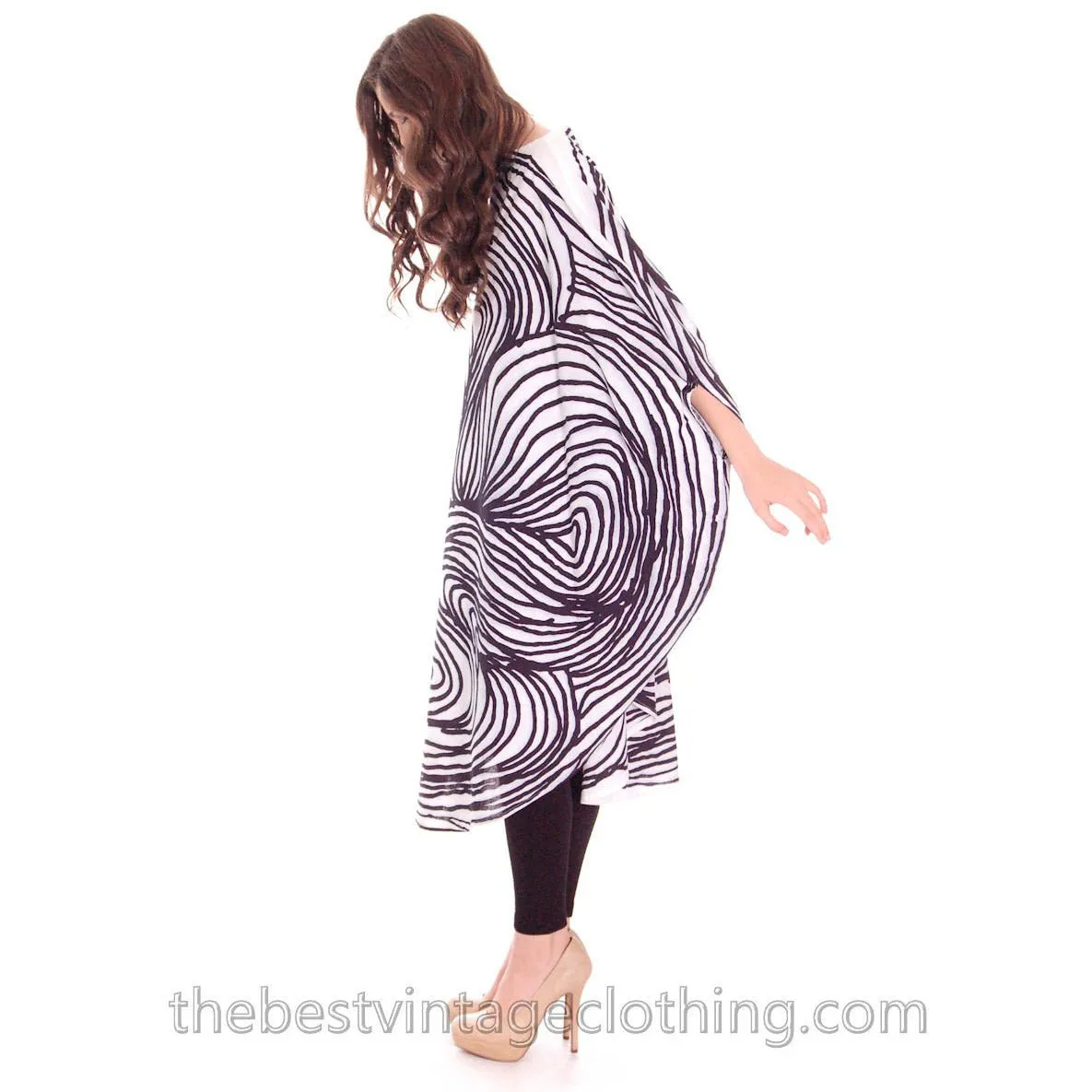 Vuokko Myllynkivi  Vintage 1964 Circle Dress Abstract Black & White Print Iconic Free Size