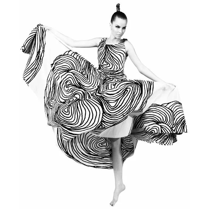 Vuokko Myllynkivi  Vintage 1964 Circle Dress Abstract Black & White Print Iconic Free Size