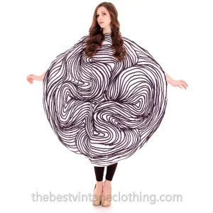 Vuokko Myllynkivi  Vintage 1964 Circle Dress Abstract Black & White Print Iconic Free Size