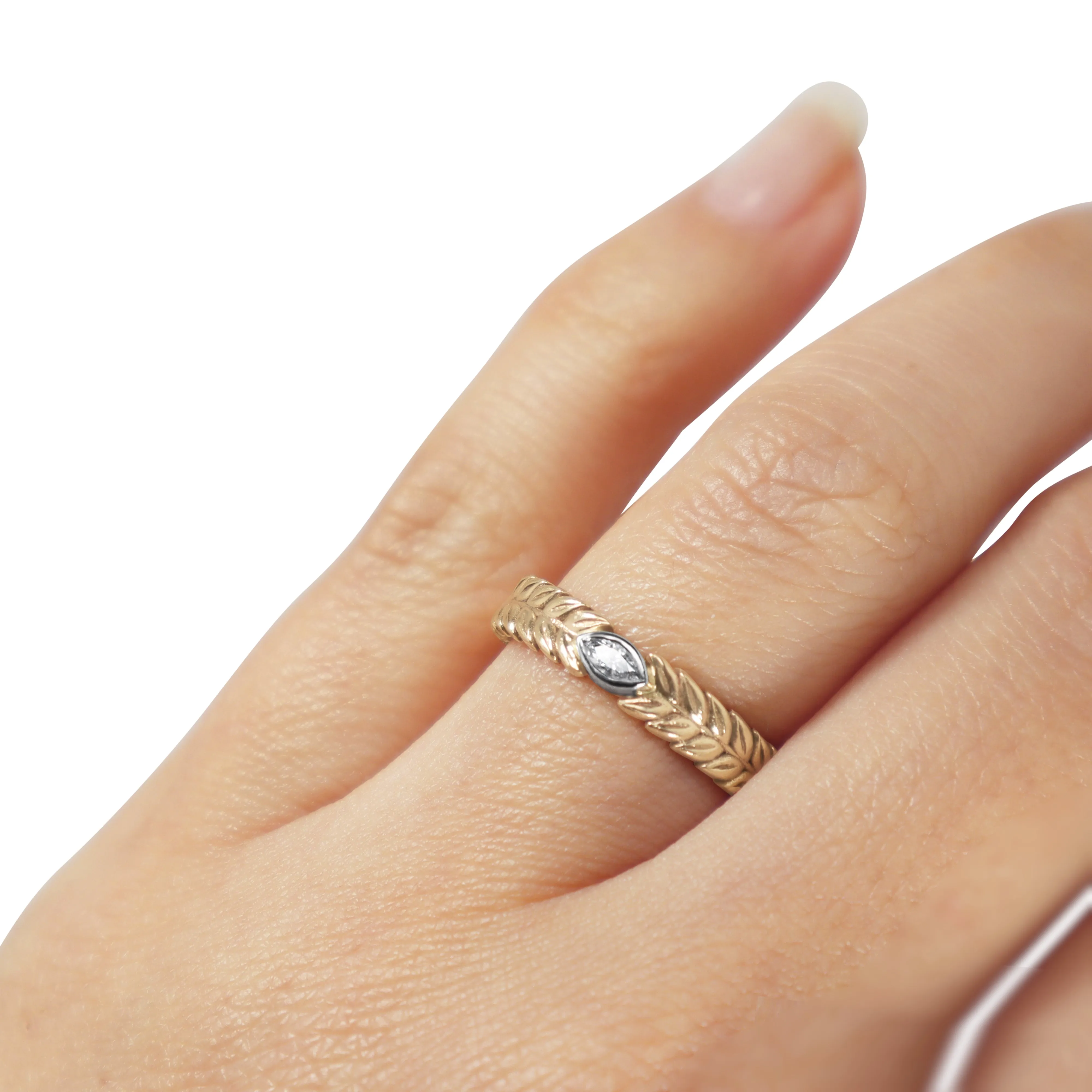 Wheat Marquise Shape Diamond Band Size 6
