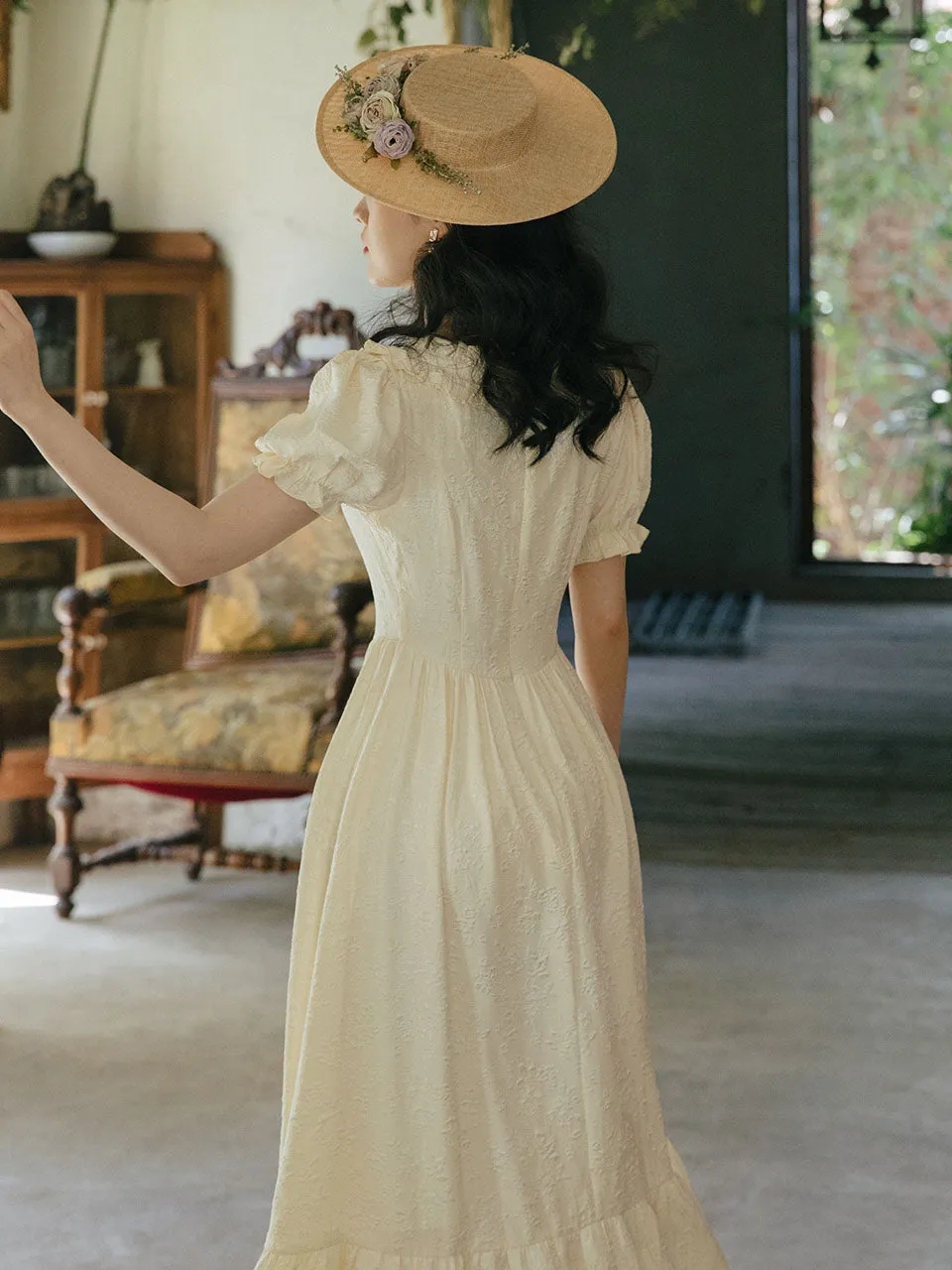 White Puff Sleeve Ruffles Vintage 1950S Swing Victoria's Fairy Dress