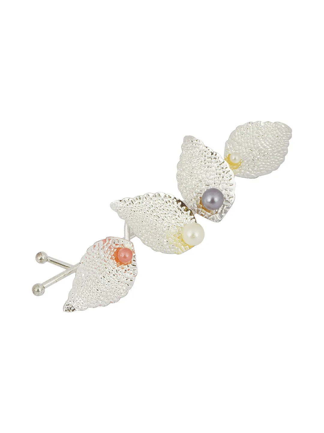 WILLOW SILVER PEARL MULTI-LEAF HAIR PIN