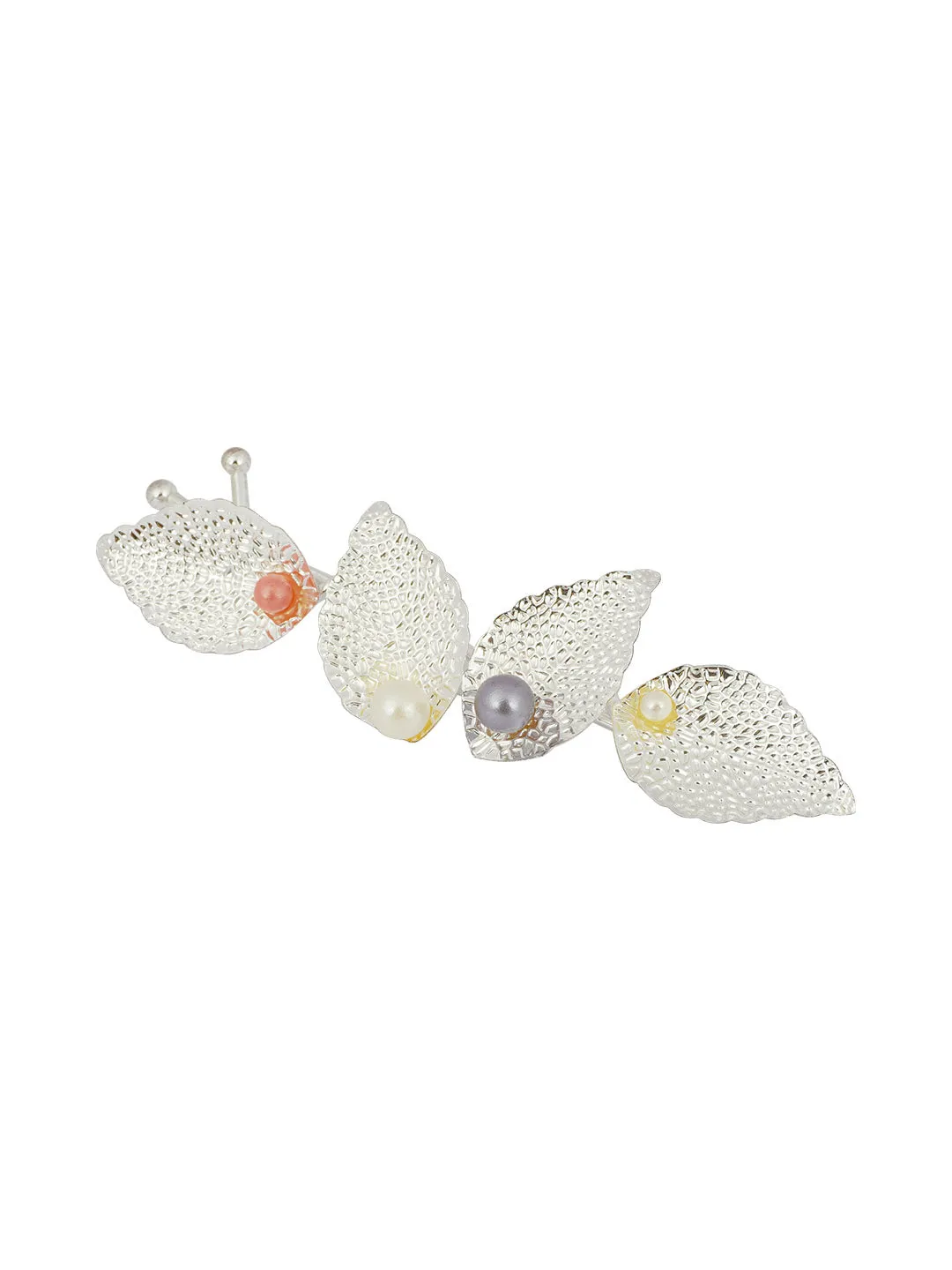 WILLOW SILVER PEARL MULTI-LEAF HAIR PIN