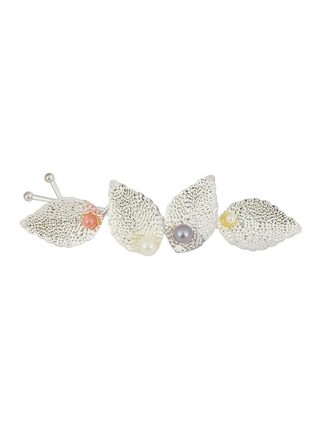 WILLOW SILVER PEARL MULTI-LEAF HAIR PIN