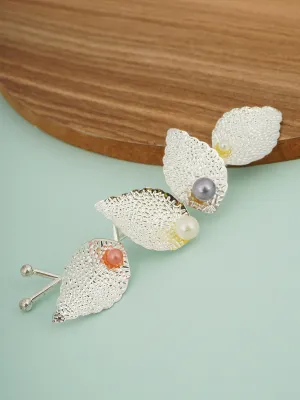 WILLOW SILVER PEARL MULTI-LEAF HAIR PIN