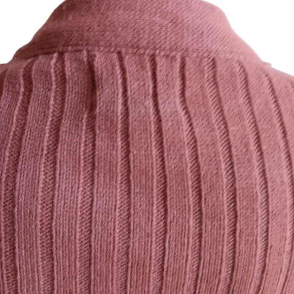 Women's Small Vintage 1970's Cardigan Sweater Collage Cable Knit Ringer Korea