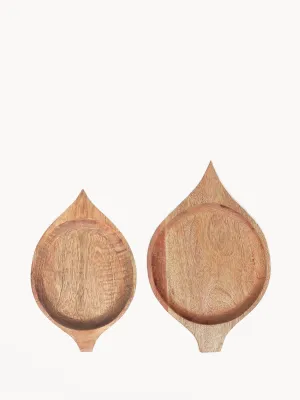 Wooden Leaf Plate - Set Of 2