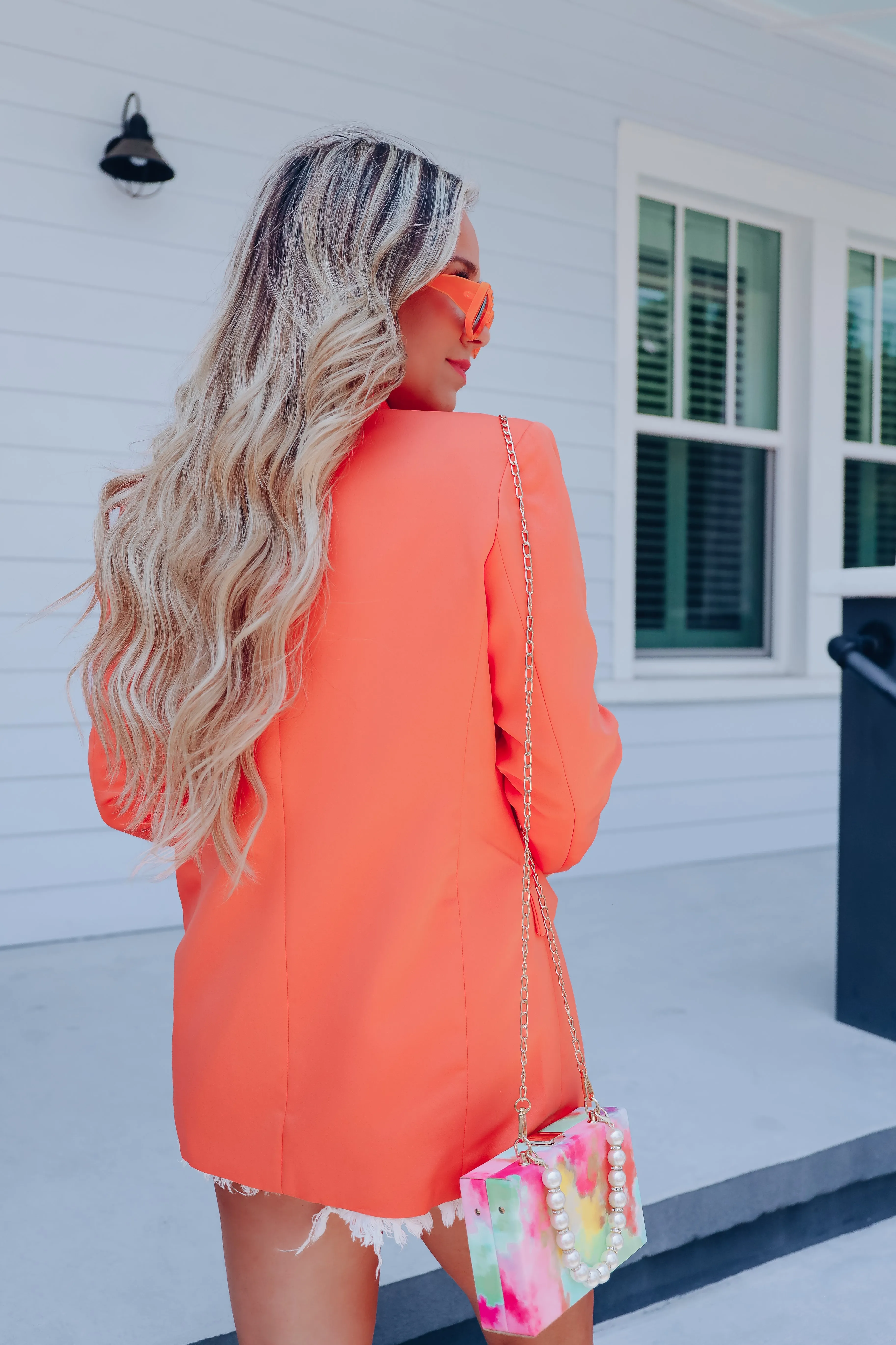 You're On Fire Double Breasted Blazer - Orange