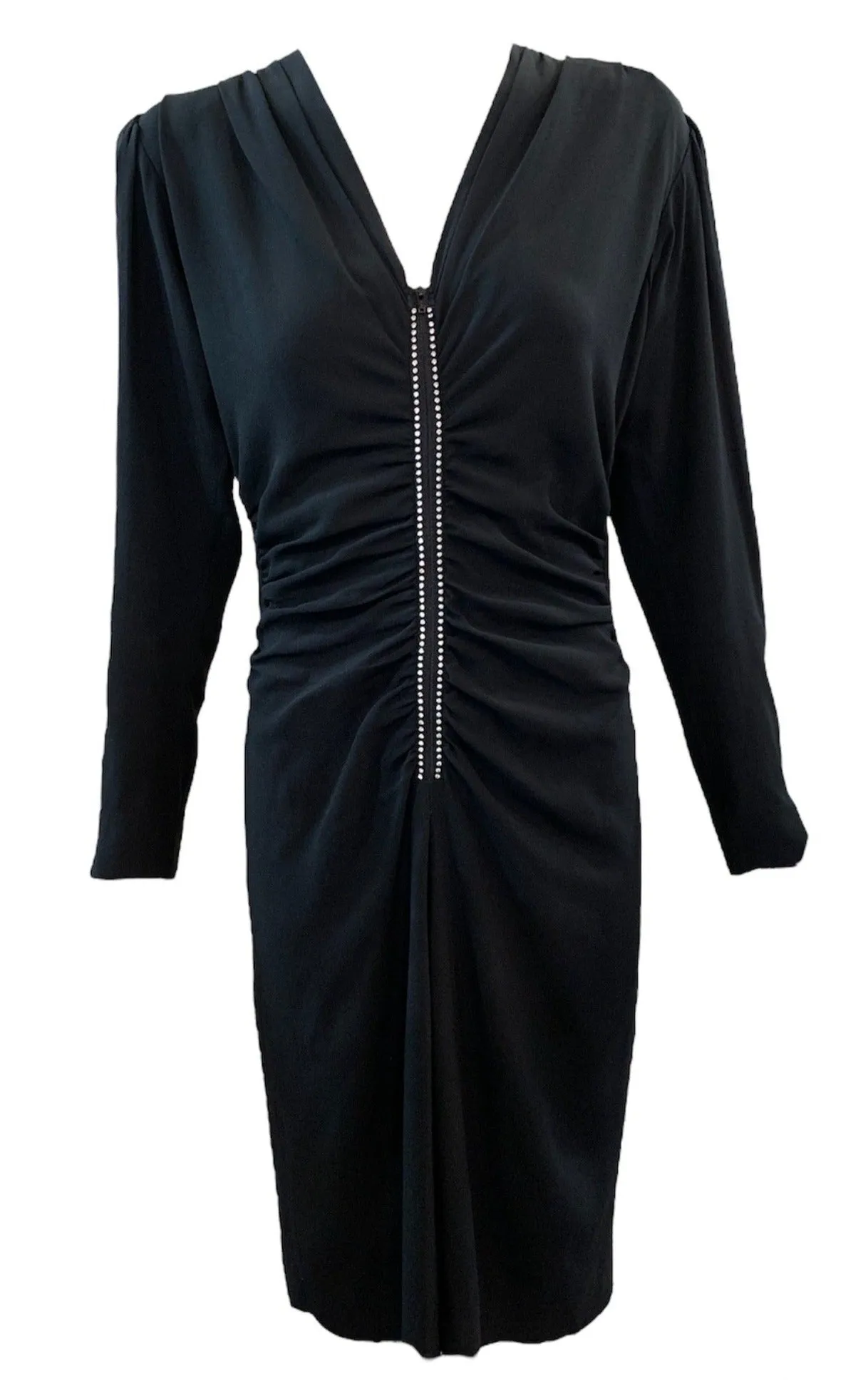 YSL Rive Gauche 80s Black Cocktail  Dress with Rhinestones